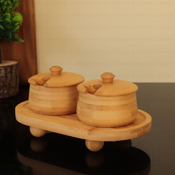 2Lİ BAMBU MELİA BAHARATLIK & REÇELLİK SET (7B184-1094)