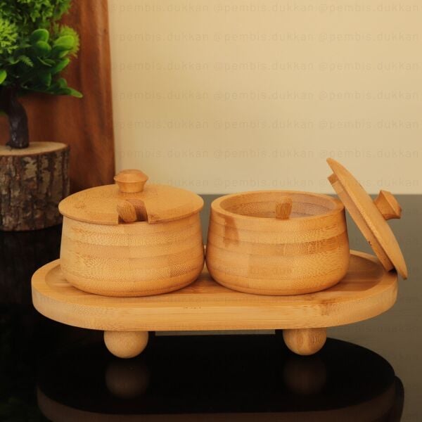 2Lİ BAMBU MELİA BAHARATLIK & REÇELLİK SET (7B184-1094)