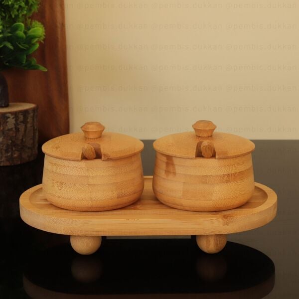 2Lİ BAMBU MELİA BAHARATLIK & REÇELLİK SET (7B184-1094)