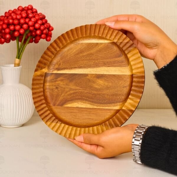 AKASYA TIRTIKLI YUVARLAK 24.5CM KAHVALTI SERVİS TABAK (7B207)