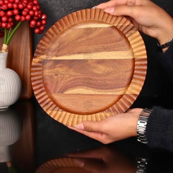 AKASYA TIRTIKLI YUVARLAK 24.5CM KAHVALTI SERVİS TABAK (7B207)