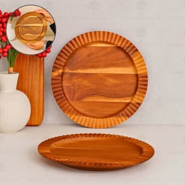 AKASYA TIRTIKLI YUVARLAK 24.5CM KAHVALTI SERVİS TABAK (7B207)