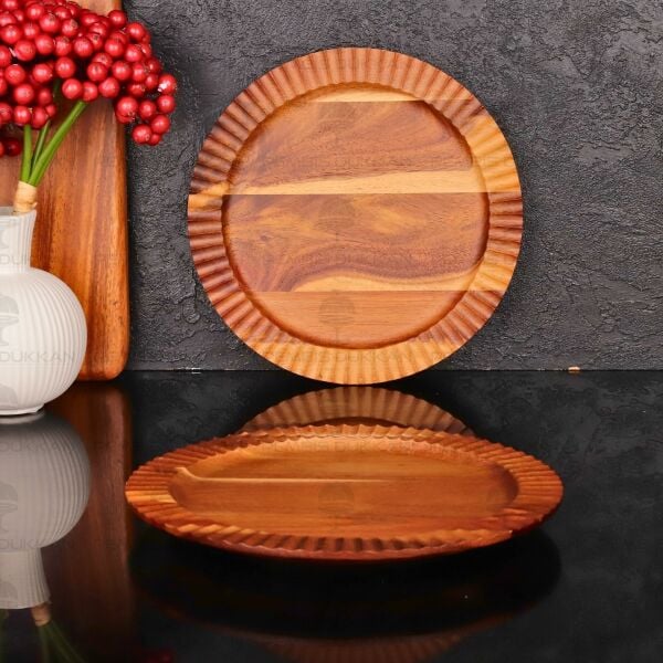 AKASYA TIRTIKLI YUVARLAK 24.5CM KAHVALTI SERVİS TABAK (7B207)