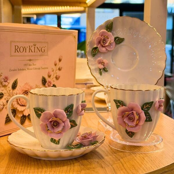 Kapitemonte 2 Kişilik Çay Fincan Takımı - Pembe