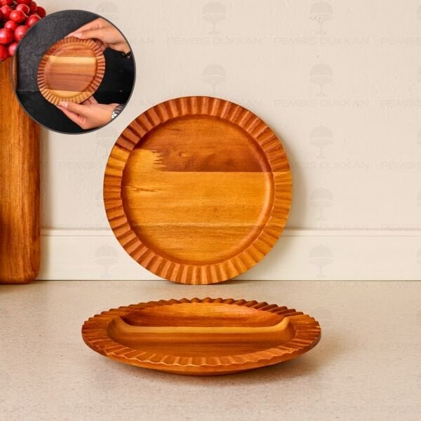 AKASYA TIRTIKLI YUVARLAK 17CM KAHVALTILIK KASE & TATLI SERVİS (7B208)