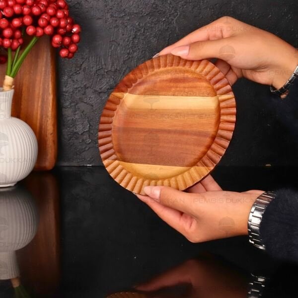 AKASYA TIRTIKLI YUVARLAK 17CM KAHVALTILIK KASE & TATLI SERVİS (7B208)