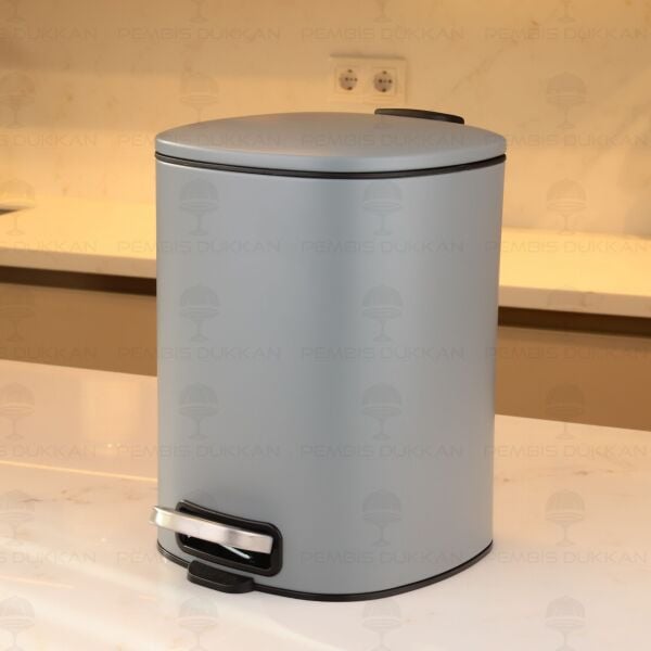 5 Litre Metal Çöp Kovası Gri (62242)