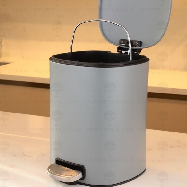 5 Litre Metal Çöp Kovası Gri (62242)