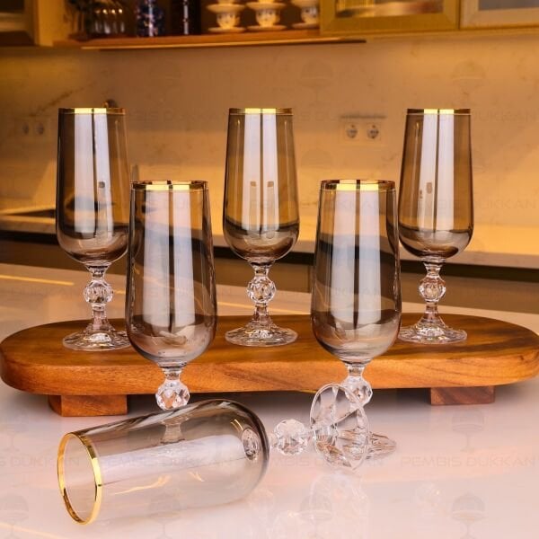 FLÜT FÜME 6LI KAHVE YANI KADEH