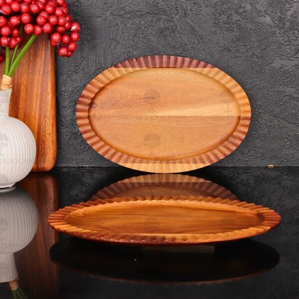 AKASYA OVAL BÜYÜK 27CM TIRTIKLI KAYIK KAHVALTILIK SERVİS (7B206)