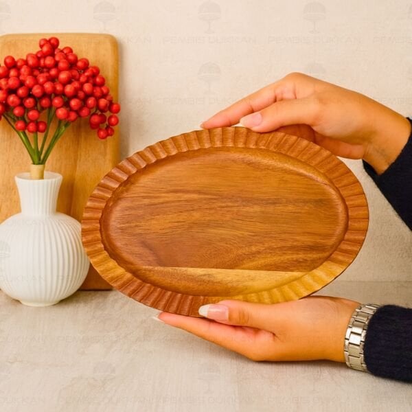 AKASYA OVAL BÜYÜK 27CM TIRTIKLI KAYIK KAHVALTILIK SERVİS (7B206)