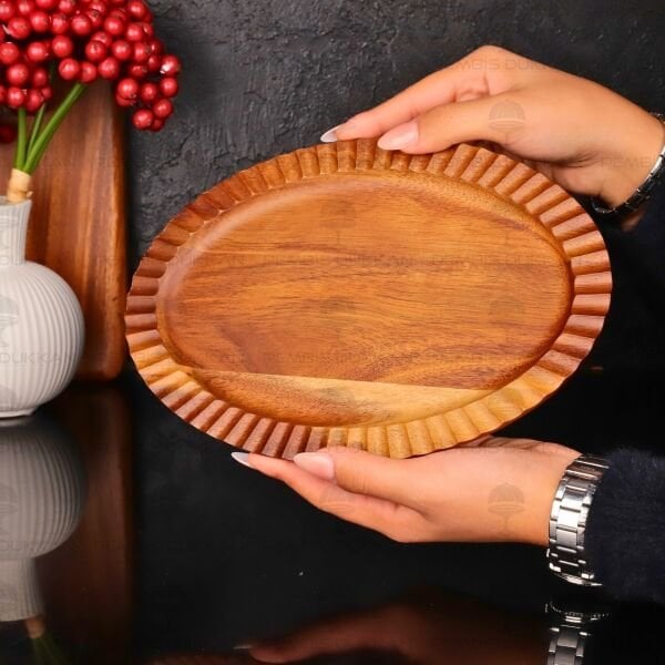 AKASYA OVAL BÜYÜK 27CM TIRTIKLI KAYIK KAHVALTILIK SERVİS (7B206)