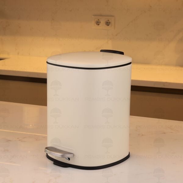 3 Litre Metal Çöp Kovası Krem (62143)