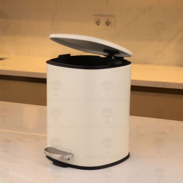 3 Litre Metal Çöp Kovası Krem (62143)