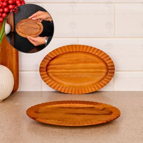 AKASYA OVAL KÜÇÜK 21CM TIRTIKLI KAYIK KAHVALTILIK SERVİS (7B205)