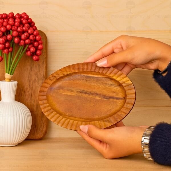 AKASYA OVAL KÜÇÜK 21CM TIRTIKLI KAYIK KAHVALTILIK SERVİS (7B205)