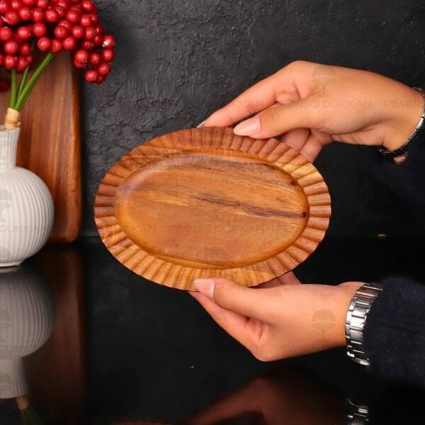 AKASYA OVAL KÜÇÜK 21CM TIRTIKLI KAYIK KAHVALTILIK SERVİS (7B205)