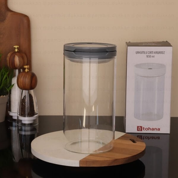 1 ADET 1650ML GRİ TESORA THN KAVANOZ 3NO