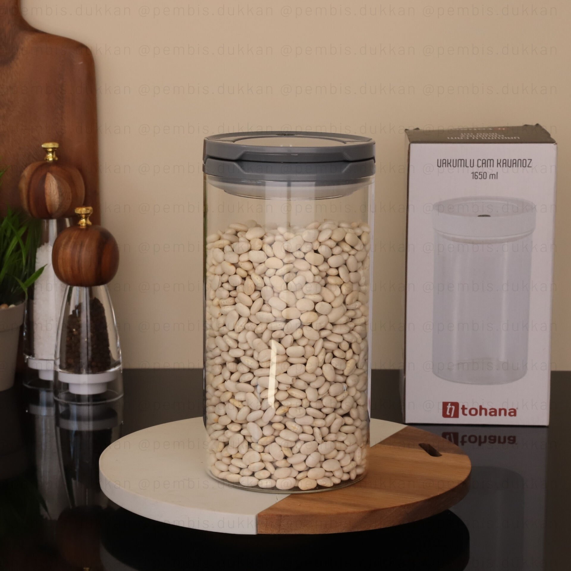 1 ADET 1650ML GRİ TESORA THN KAVANOZ 3NO