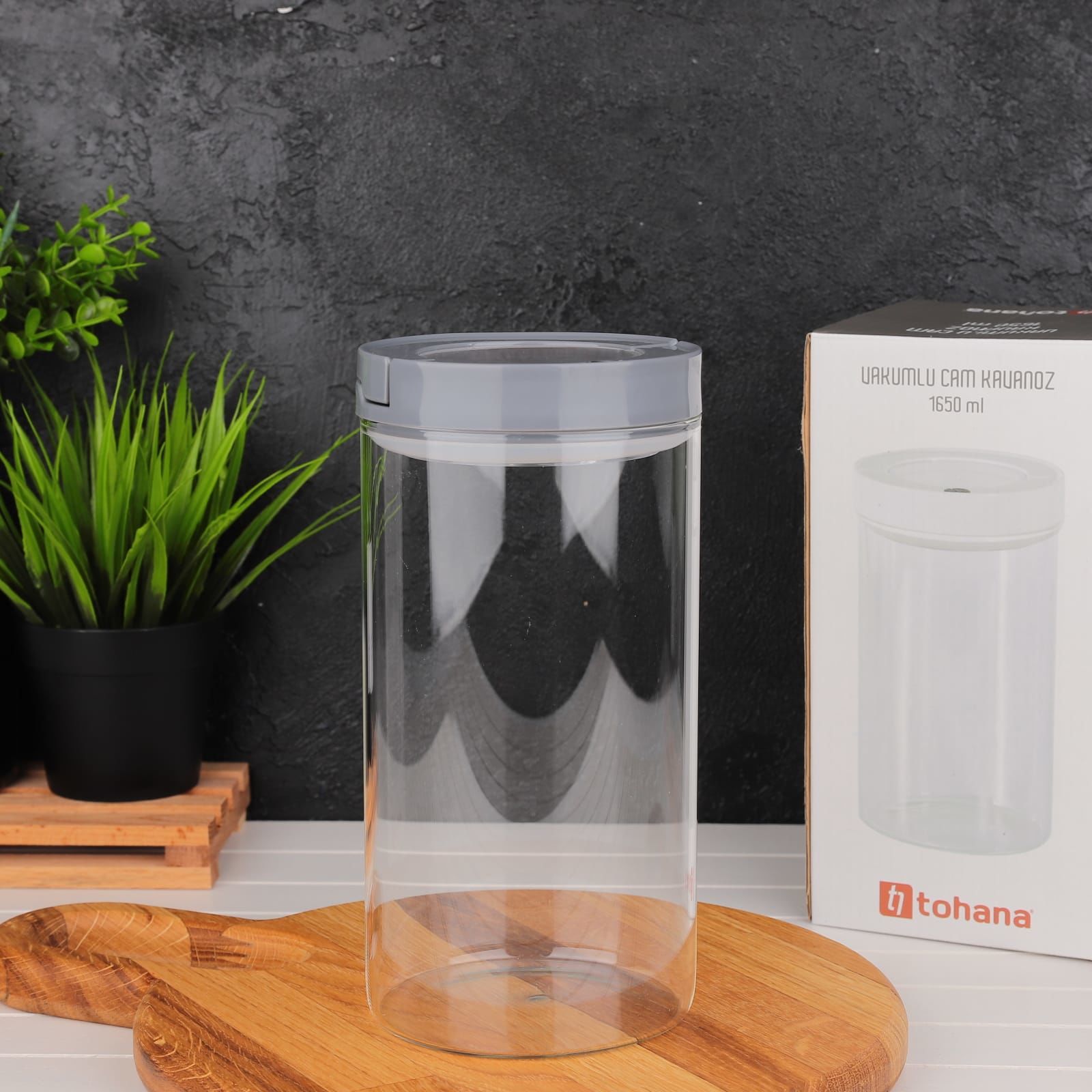 1 ADET 1650ML GRİ TESORA THN KAVANOZ 3NO