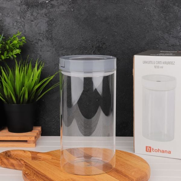 1ADET 1650ML GRİ TESORA THN KAVANOZ 3NO