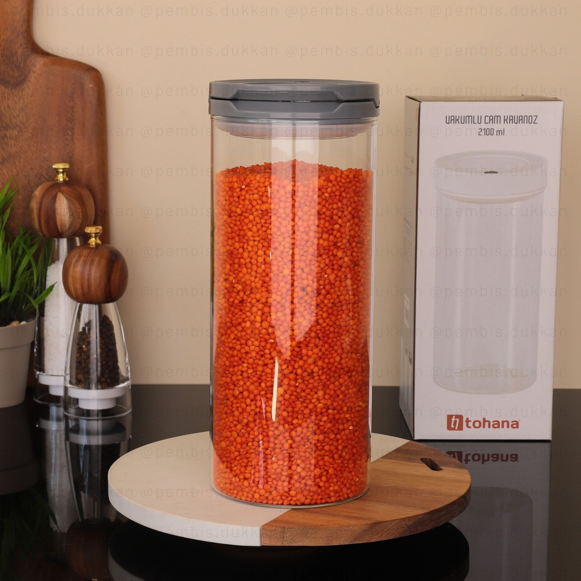 1 ADET 2100ML GRİ TESORA THN KAVANOZ 4NO