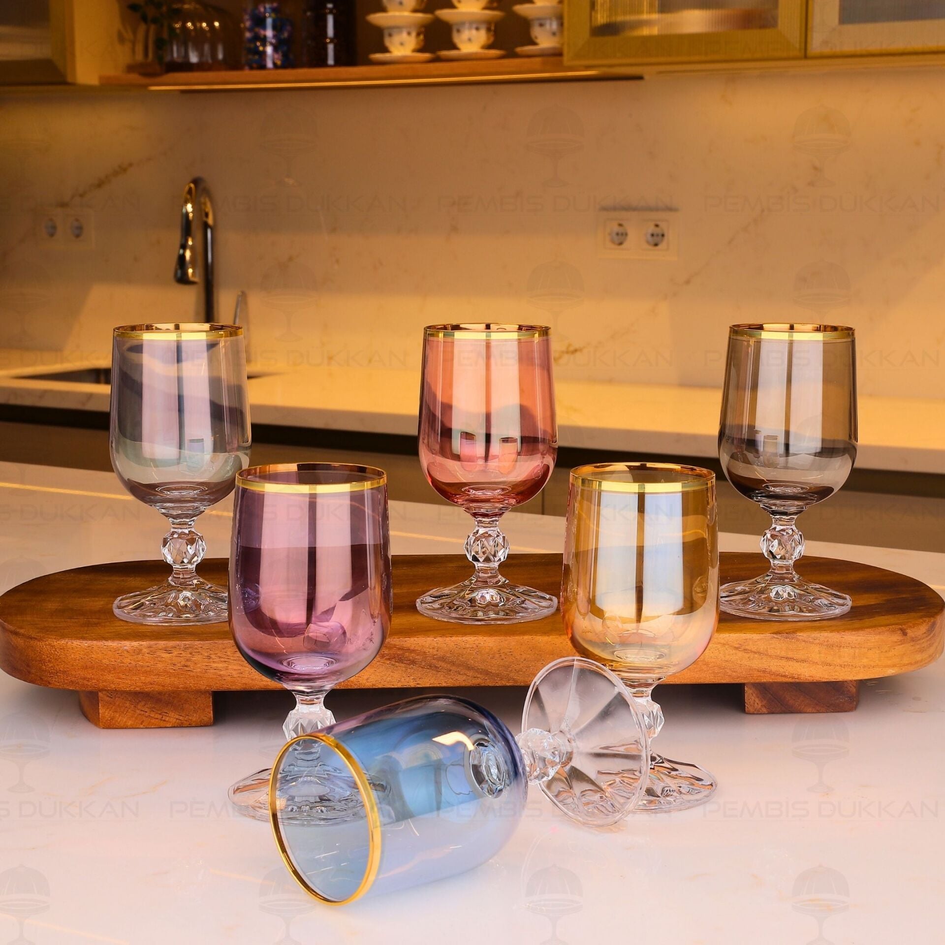 KISA FLÜT RENKLİ 6LI KAHVE YANI KADEH