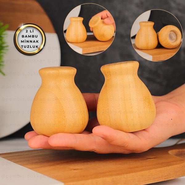 BAMBU 2'Lİ TOMBUL MİNNAK TUZLUK BİBERLİK (7B08)