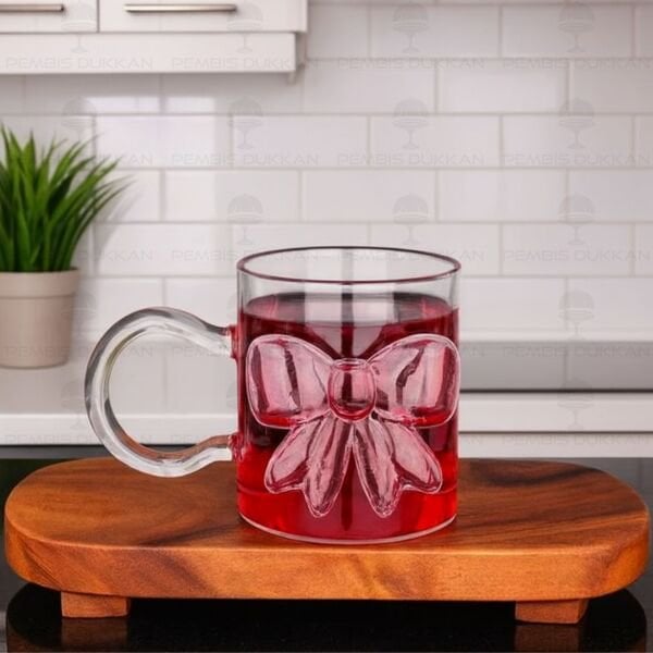 PEMBE FİYONKLU, PİNTEREST CAM KUPA