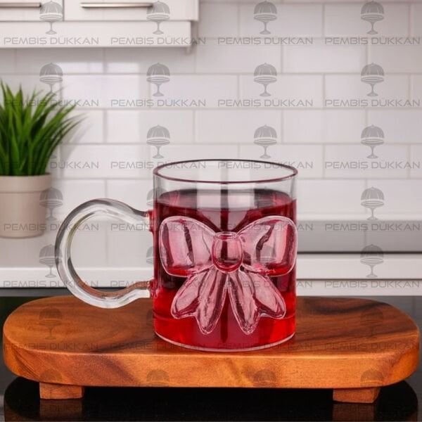 PEMBE FİYONKLU, PİNTEREST CAM KUPA