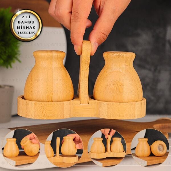 2Lİ BAMBU STANDLI, MİNNAK TUZLUK & BİBERLİK (7B08)