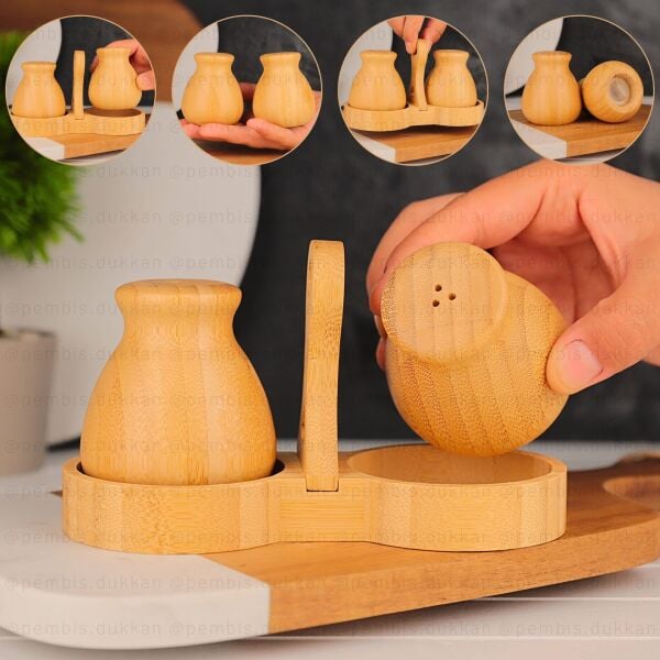 2Lİ BAMBU STANDLI, MİNNAK TUZLUK & BİBERLİK (7B08)