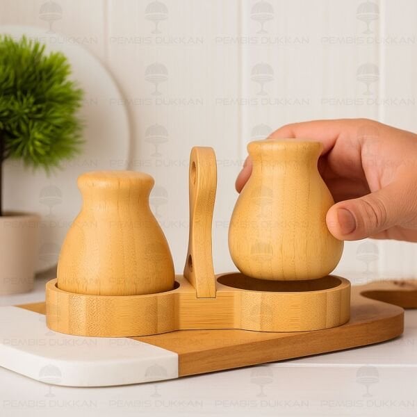 2Lİ BAMBU STANDLI, MİNNAK TUZLUK & BİBERLİK (7B08)