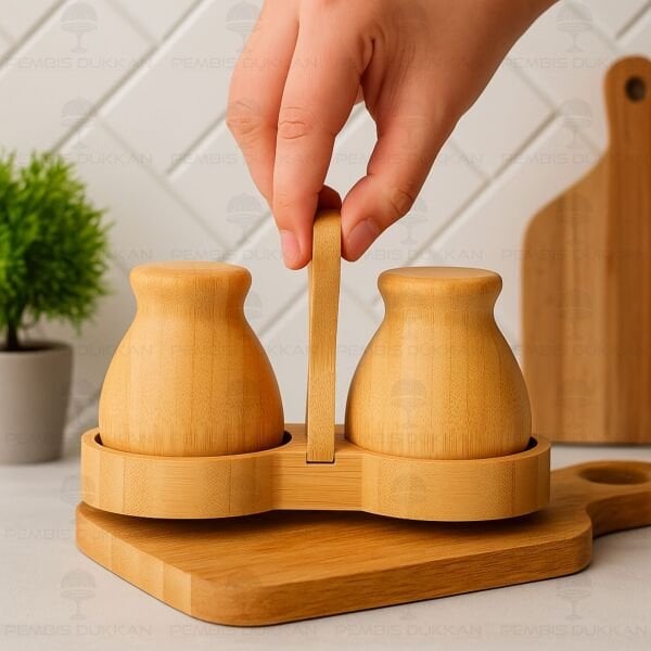 2Lİ BAMBU STANDLI, MİNNAK TUZLUK & BİBERLİK (7B08)