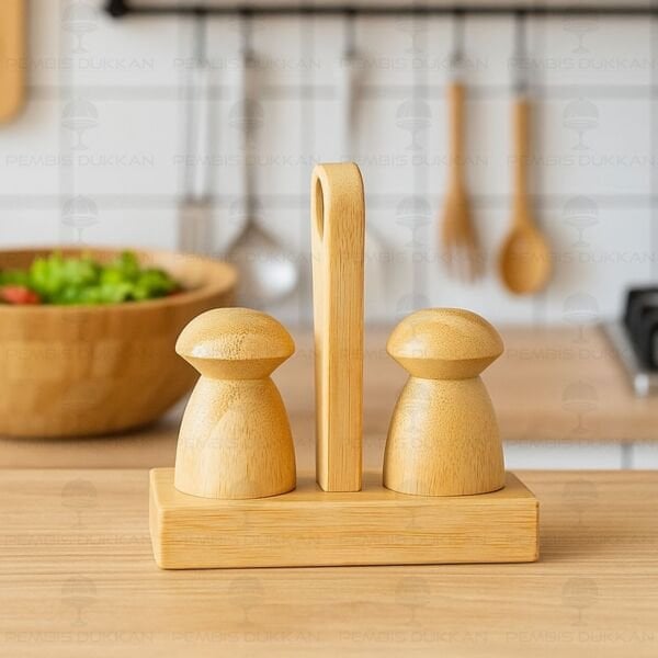 2Lİ BAMBU STANDLI MİNİ TUZLUK & BİBERLİK (7B20)