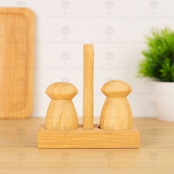 2Lİ BAMBU STANDLI MİNİ TUZLUK & BİBERLİK (7B20)