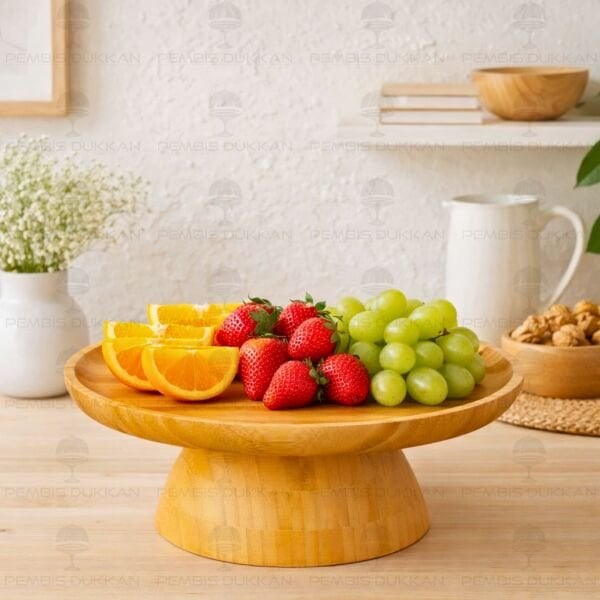 BAMBU 28CM ÇİFT TARAFLI, AYAKLI SUNUM & KEK, PASTA STANDI (7B141)