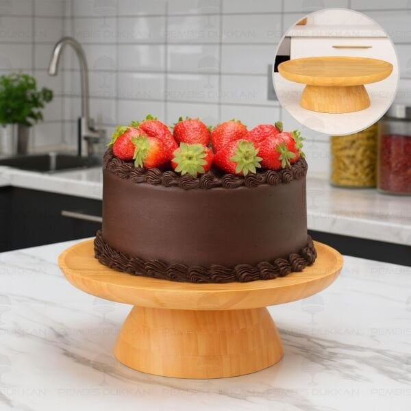 BAMBU 28CM ÇİFT TARAFLI, AYAKLI SUNUM & KEK, PASTA STANDI (7B141)