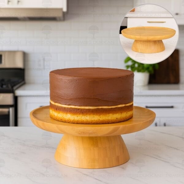 BAMBU 28CM ÇİFT TARAFLI, AYAKLI SUNUM & KEK, PASTA STANDI (7B141)