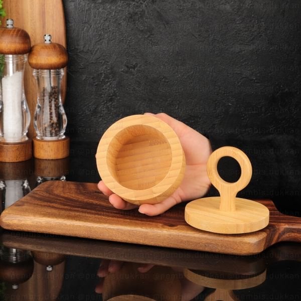 BAMBU RİNG ŞEKERLİK & OCAK YANI TUZ KABI KAVANOZ (7B132)