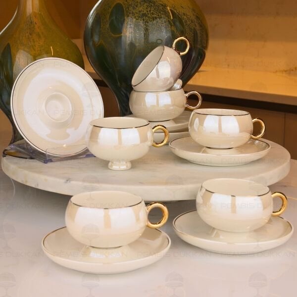 LÜSTER İNCİ 6 KİŞİLİK KAHVE FİNCAN TAKIMI