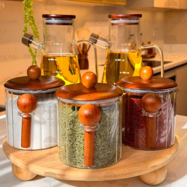 5li Bambu Standlı Serenit Ocak Yanı Yağdanlık Kombin Set 40