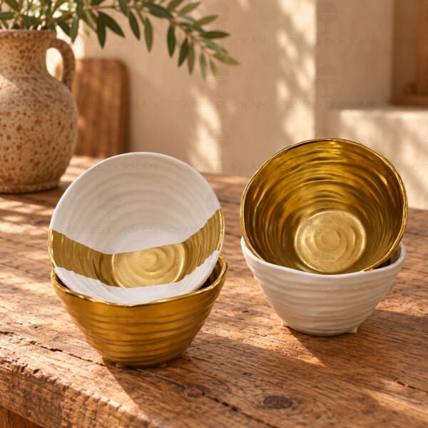 Ligne Dor 4lü Gold-Beyaz Kase 141049