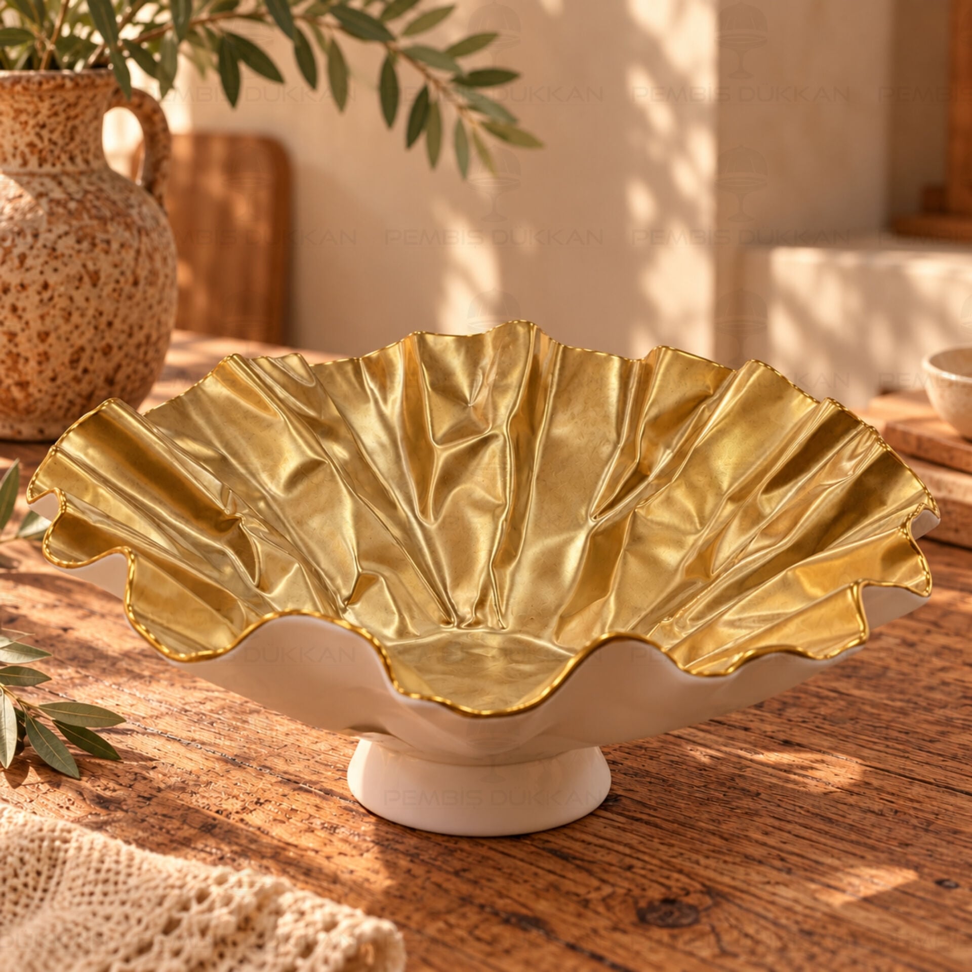 Ligne Dor Gold- Beyaz Ayaklı Sunumluk 27x12 cm 141162