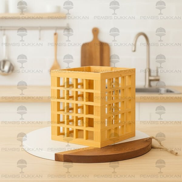 1 ADET KARE BAMBU KAFES ORGANİZER(7B12)