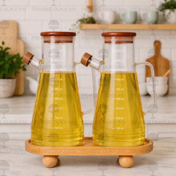 Bambu Altlıklı, 2li Serenit Akasya Yağdanlık Set (076 + 1094)