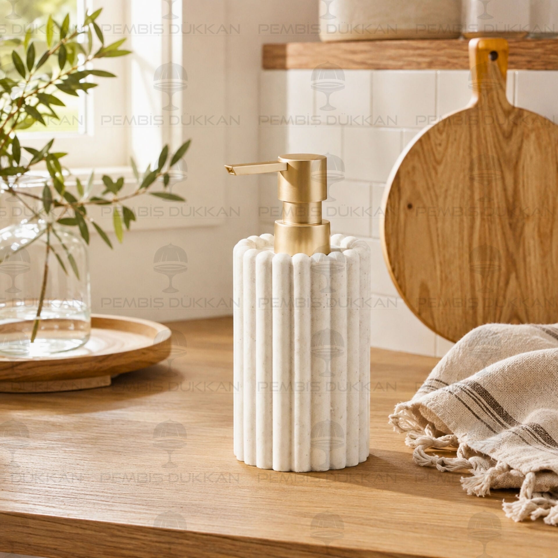 Krem Flor Polyresin Sıvı Sabunluk (56805)