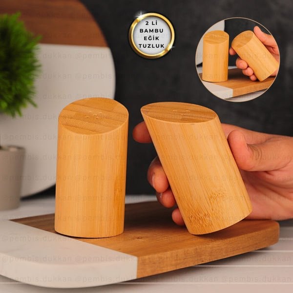 BAMBU 2'Lİ EĞİK TUZLUK BİBERLİK (7B06)