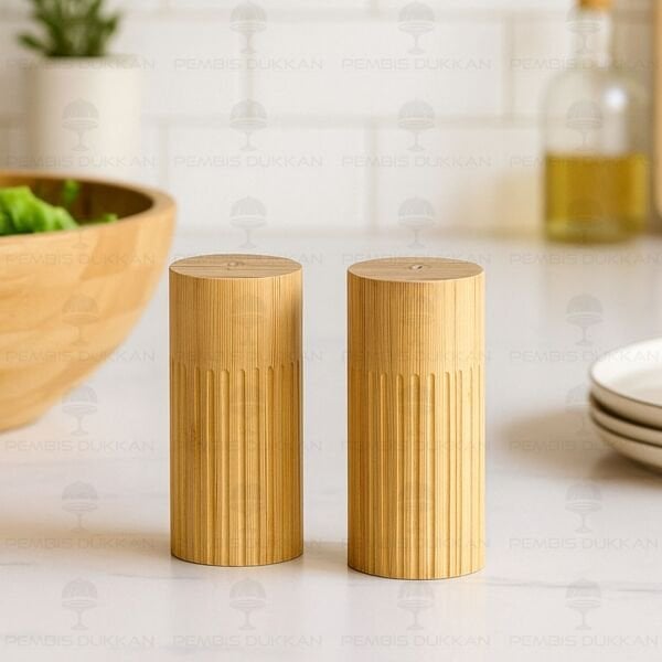 2Lİ BAMBU UZUN DÜZ TUZLUK & BİBERLİK (7B05)