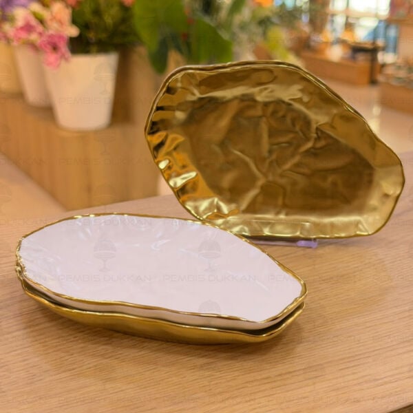 Ligne Dor Gold- Beyaz 4lü Tabak 141209
